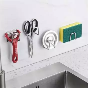 Kitchen Sponges Holder Self Adhesive Sink Sponges Drain Drying Rack Stainless Steel Storage Holder Kitchen Accessories Organizer серебряный