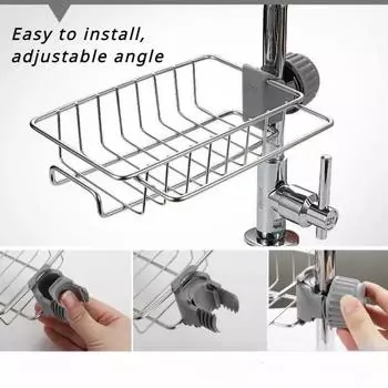 Kitchen Stainless Steel Sink Drain Rack Detachable Hanging Storage Shelf Faucet Holder Sponge Dish Cloth Organizer Accessories