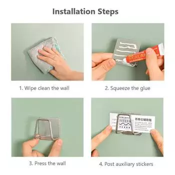 Kitchen Stainless Steel Sink Shelf Self Adhesive Sponges Holder Punch-free Kitchen Wall Drain Drying Rack Scourer Dish Drainer