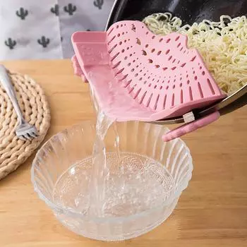 Kitchen Strainer Rice Vegetable Noodle Silicone Colander Kitchen Gadgets Fits All Pots Pan Bowls розовый