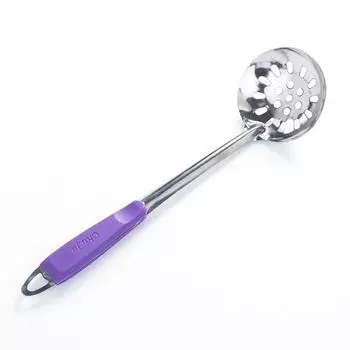 Kitchen Strainer Stainless Steel Spoon Cooking Colander with Plastic Anti-scald Handle Hot Pot Ladle Handing Hole Cookware