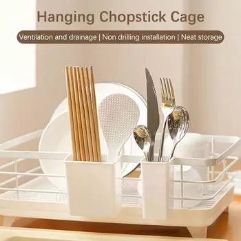 Kitchen Supplies Plastic Chopsticks Holder Basket Wall Hanging Cutlery Storage Box Kitchen Tableware Holder Spoon Drain Basket S