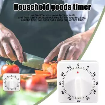 Kitchen Timer 60 Minute Count-Down Cooking Baking Loud Timer Countdown Alarm Time Cooking Visua C0K1 White-1pcs