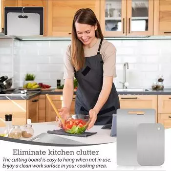Kitchen Titanium Cutting Board Double-Sided Thicken Chopping Board 304 Stainless Steel Food Grade Meat Fruits Vegetables Board