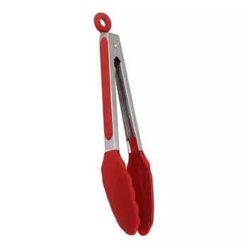 Kitchen Tongs Silicone Stainless Steel Heat Resistant Anti Slip Food Serving Tongs for Baking 28cm / 11.0in красный