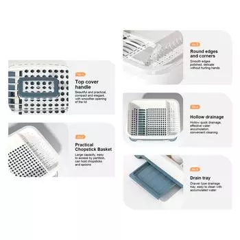 Кухонная утварь сушилка с крышкой шкаф-органайзер столешница столовая посуда сушилка для посуды кухонная стойка для хранения принадлежности синий