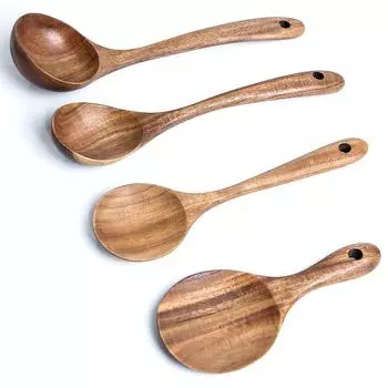 Kitchen Utensils Set Thailand Teak Wood Tableware Set Spoon Ladle Rice Colander Soup Skimmer Kitchenware Cooking Tools