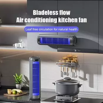 Kitchen Wall-Mounted Air Conditioner Fan Strong Cooling USB Rechargeable Mute Small Dormitory Electric Fan Home Appliance серый