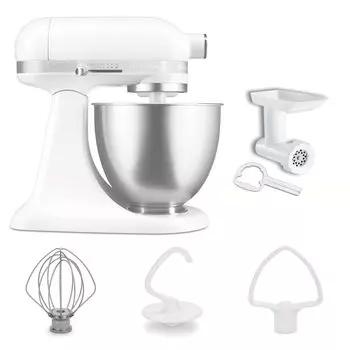 KitchenAid KitchenAid стационарный миксер для еды и мясорубки специальный набор блестящий белый 3.5QT +