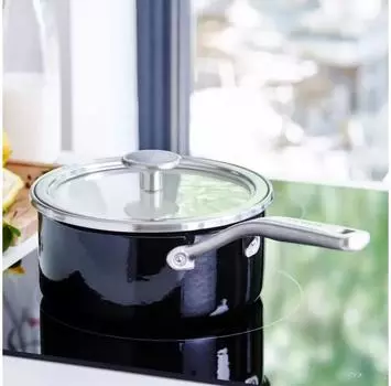 KITCHENAID Steel Core Enamel 1,3 л черная эмалированная кастрюля с крышкой