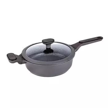Kitchencook 24 Cm Cast Aluminum Saute Pan With Silicone Lid Sycamore St24tfi