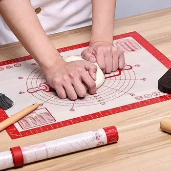 KITCHENRAKU KR Cooking Sweets Pure Platinum Защита варочной поверхности Выпечка Нагрев Градуированный Готовка Удобная резка Выпечка хлеба Термостойкий коврик,