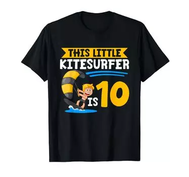 Kitesurfer 10th Birthday Party Kitesurfing Kids Kitesurfer T-Shirt чёрный