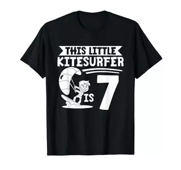 Kitesurfing Kids Kitesurfer Kitesurfer 7th Birthday T-Shirt чёрный