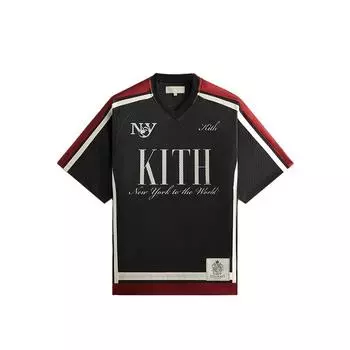Kith 2025 Spring Collection Mesh Leon Casual Comfortable Versatile V-Neck Short Sleeve Jersey Men jersey Black KHM032703-001 M