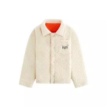 Kith Fall Classics 2024 Reversible Ola Notch Collar Single-Breasted Drop Shoulder Long Sleeve Jacket Kids jackets White KHK010178-102 L