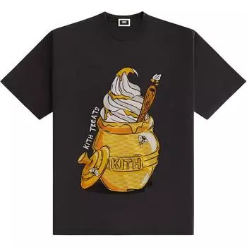 Kith Футболка мужская Treats Honey винтажной стирки с рубчатым воротником, с коротким рукавом, черная KHT030131-001 L