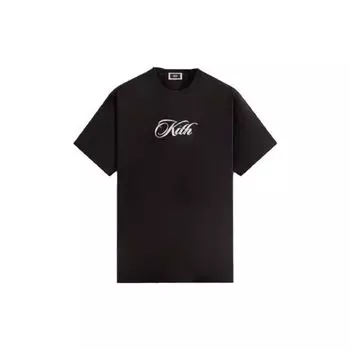 Kith Футболка с курсивным логотипом, черная, унисекс, топы KHM031566-001 M
