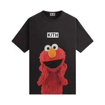 Kith Футболка X Sesame Street Elmo, черные мужские топы KHM033091-001 M