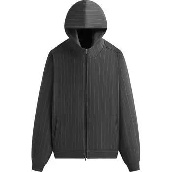 Kith FW24 Логотип Модный двойной трикотажный кардиган с капюшоном на молнии Мужская верхняя одежда Угольный KHM032385-016 XL