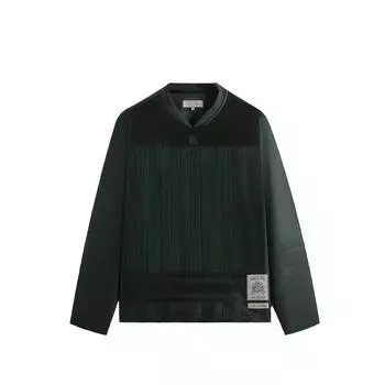 Kith FW24 Malik Lace Combo Jersey Осень 2024 Однотонный свитер с V-образным вырезом и длинными рукавами Мужская толстовка Зеленый Черный KHM032307-302 M