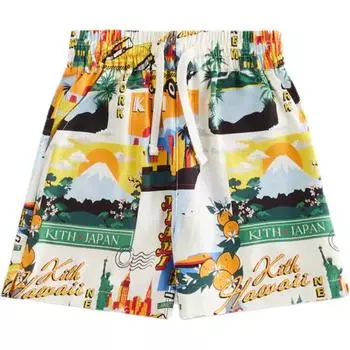 Kith Kids 2024 Summer Collection All Over Print Letter Elastic Shorts Kids shorts Silk KHK060294-116 XL