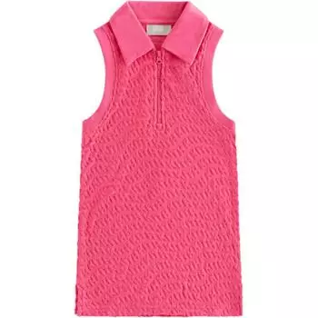 Kith Kids 2024 Summer Collection Wave Letter Solid Color Zipper Casual Sleeveless Dress Kids Dresses Mountain-Pink KHK080034-695 S