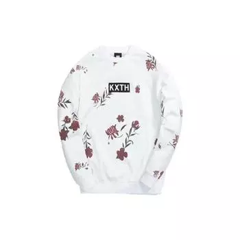 Kith Летние белые топы унисекс с круглым вырезом с цветочным принтом KH2703-101 XS