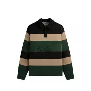 Kith Мужская рубашка поло с длинным рукавом из микрозамши Tanner Color Block Stripe, черный цвет KHM032334-001 XS