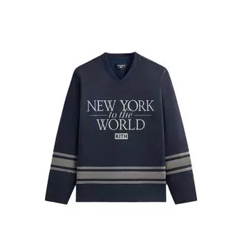 Kith NY to the World Big Apple Malik Long Sleeve Mesh Jersey Nocturnal Men Tops Blue KHM032654-413 XL