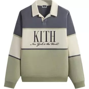 Kith Панельная рубашка-поло Nelson осень 2024 года для активного отдыха с длинным рукавом, мужская, серая, белая, зеленая KHM032378-480 L