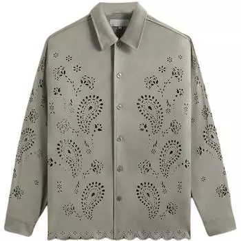 Kith Рубашка на пуговицах с длинными рукавами Isaac из микрозамши, топы унисекс, серая KHM032152-391 L