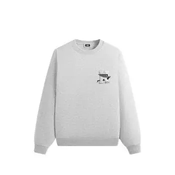 Kith Ss25 Flight Logo Nelson Comfortable Versatile Pullover Crewneck Sweatshirt Men sweatshirt Light-Stone-Grey KHM033305-002 XXL
