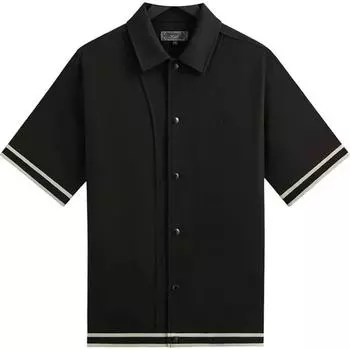 Kith Ss25 Solid Color Striped Button-Up Short Sleeve Shirt Men shirts Black KHM033323 S
