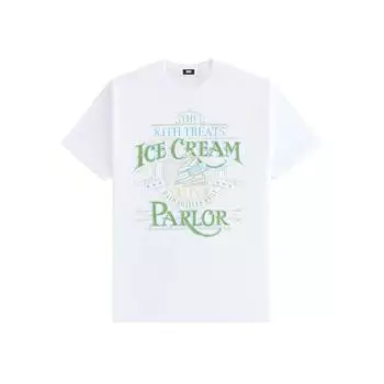 Kith Treats Parlor Круглый вырез с надписью Повседневный свитер с коротким рукавом Футболка мужская белая KHT030139-323 XL