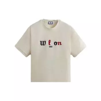 Kith, Wilson Kith X Wilson Футболка с круглым вырезом и короткими рукавами с логотипом, мужские топы песочного цвета KHM031243-104 S