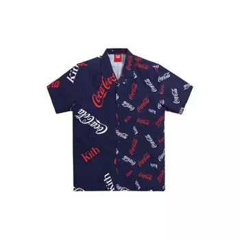 Kith X Coca-Cola Рубашка с коротким рукавом и принтом, темно-синяя, унисекс, топы, синяя, KH3848-102 XS