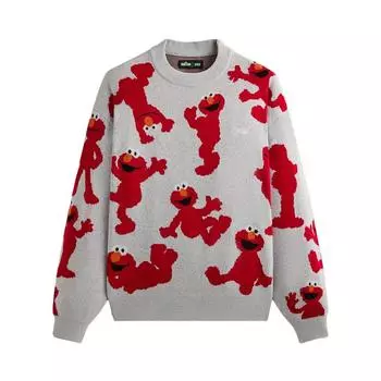 Kith X Sesame Street Elmo интарсия круглый вырез свитер светло-серый меланжевый мужские топы KHM032970-002 L