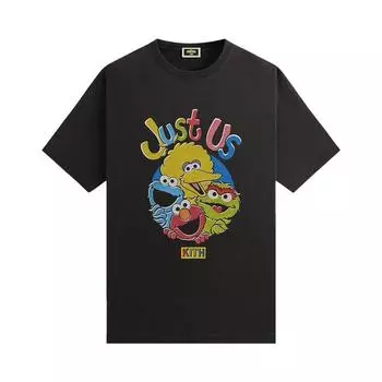 Kith X Sesame Street Just Us Винтажная футболка Черные мужские топы KHM033088-001 XL