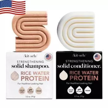 Kitsch Vegan Damaged Hair Rice Shampoo Bar Conditioner Set, 1 шт.