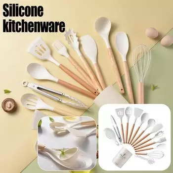 Kitsure Kitchen Utensils Set, силиконовый набор кухонных принадлежностей с держателем One Size