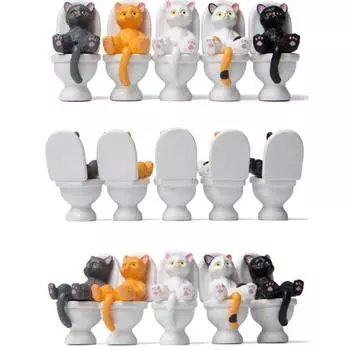 Kitten Car Key Chain Mini Toilet Kitten Pendant Creative Key Chain Backpack Decoration чёрный