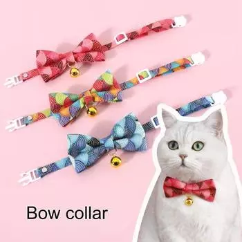 Ошейник с котенком, регулируемая безопасная пряжка, милый бант с принтом, очаровательное платье, украшения для шеи, домашнее животное разноцветный