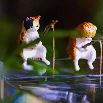 Kitten Fishing Decoration Fishing Kitten Fish Tank Decoration Fish Tank Landscaping Decoration Decoration Fishing Kitten Statues