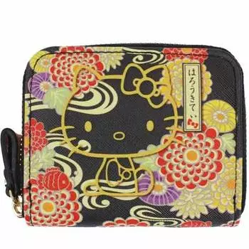 Kitty mini wallet with pass case Yuzen