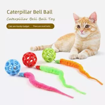 Kitty Toy Self-Hi Relieving Stuffy Handy Gadget Sound Bell Ball Molar Long Lasting Cut Out Interactive Sound Pet Supplies 3 Pack [Caterpillar Hollow Ball]]