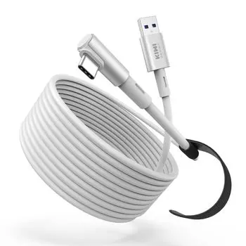 KIWI design 6M Link Cable Quest 4 Аксессуары Совместимость с USB Link Cable Поддерживает 5 Гбит/с Super Speed Oculus/Meta 3S/Quest 3/Quest 2/Pro/Pico 3.0 белый