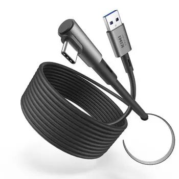KIWI design 6M Link Cable Quest Quest 4 Аксессуары Совместимость с USB Link Cable Поддержка 5 Гбит/с Super Speed Oculus/Meta 3S/Quest 3/2/Pro/Pico 3.0 чёрный