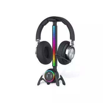 KIWIFOTOS Настольная подставка для наушников RGB LED Настольная подставка для гарнитуры Простая сборка с USB-концентратором 2 порта USB и 1 порт Передача данных Нет