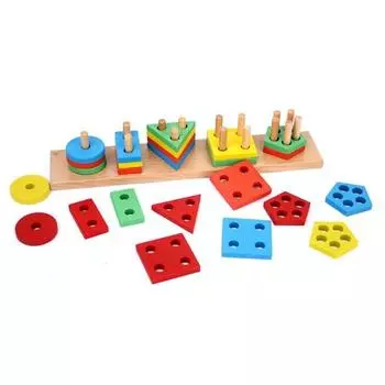 Kiwoom House деревянные 5-ступенчатые вставные кольца корейские детские игрушки